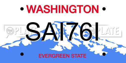 SAI76I Washington License Plate