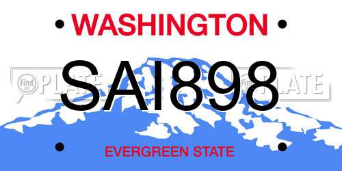 SAI898 Washington License Plate