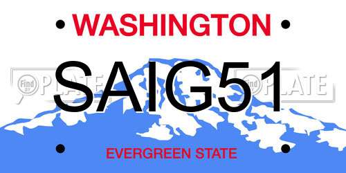 SAIG51 Washington License Plate