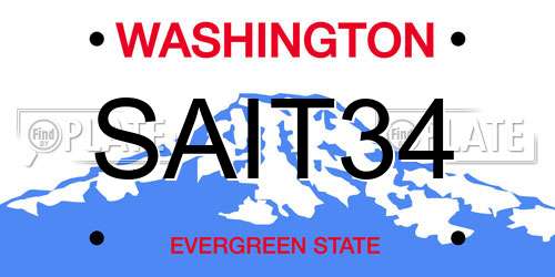 SAIT34 Washington License Plate