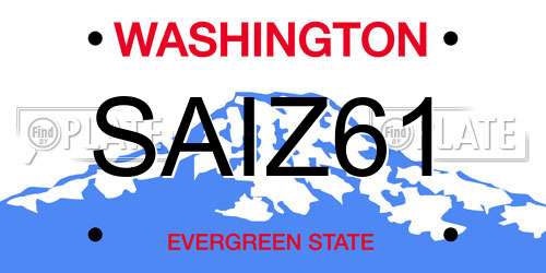 SAIZ61 Washington License Plate