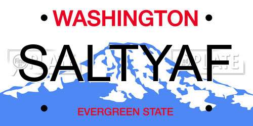 SALTYAF Washington License Plate