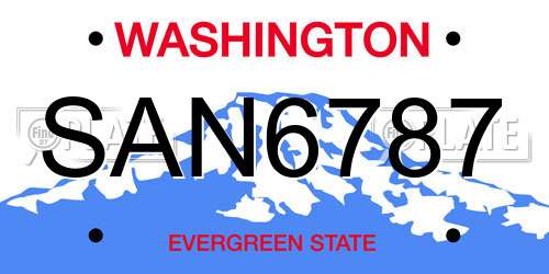SAN6787 Washington License Plate