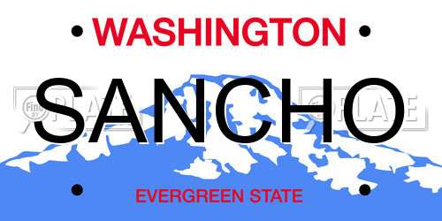 SANCHO Washington License Plate
