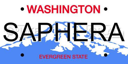 SAPHERA Washington License Plate