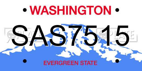 SAS7515 Washington License Plate