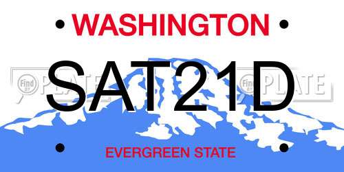 SAT21D Washington License Plate