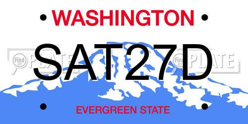 SAT27D Washington License Plate