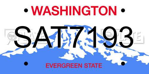 SAT7193 Washington License Plate