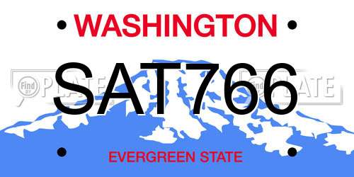 SAT766 Washington License Plate