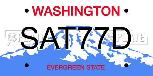 SAT77D Washington License Plate