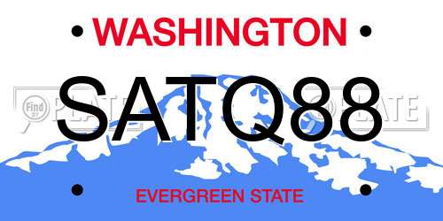 SATQ88 Washington License Plate