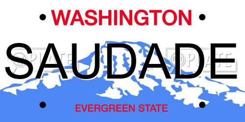 SAUDADE Washington License Plate