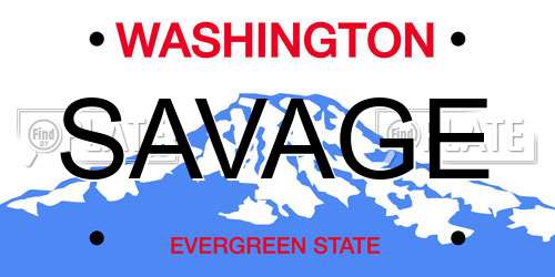 SAVAGE Washington License Plate