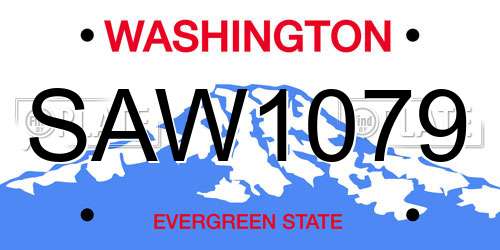 SAW1079 Washington License Plate