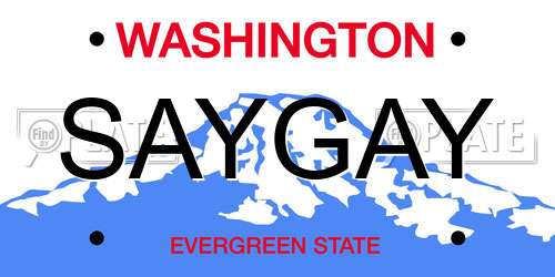 SAYGAY Washington License Plate