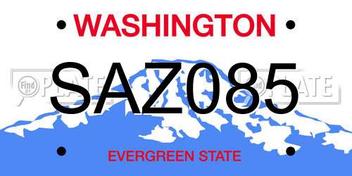 SAZ085 Washington License Plate
