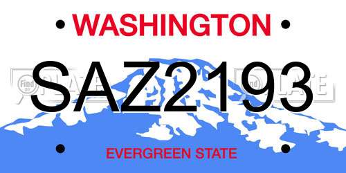 SAZ2193 Washington License Plate