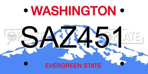 SAZ451 Washington License Plate