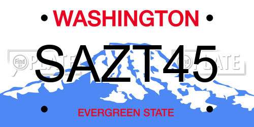 SAZT45 Washington License Plate