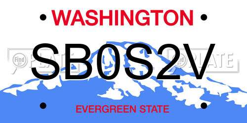 SB0S2V Washington License Plate