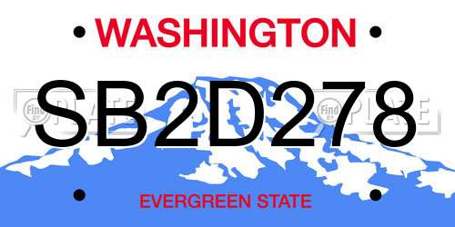 SB2D278 Washington License Plate