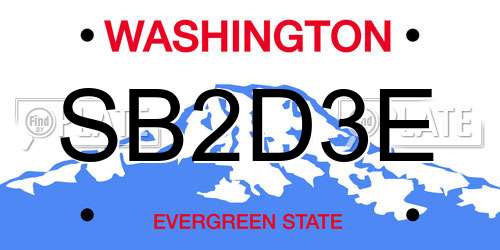 SB2D3E Washington License Plate