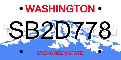 SB2D778 Washington License Plate