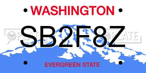 SB2F8Z Washington License Plate