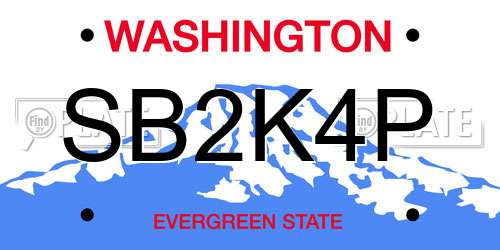 SB2K4P Washington License Plate