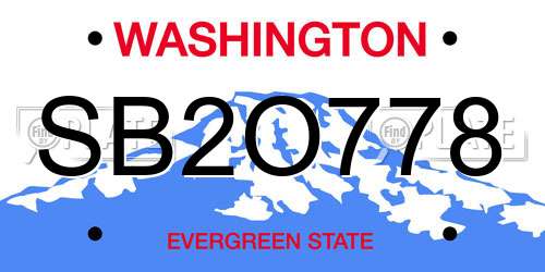 SB2O778 Washington License Plate