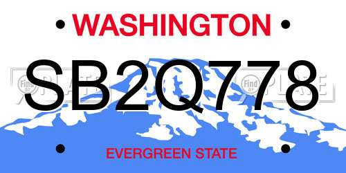 SB2Q778 Washington License Plate