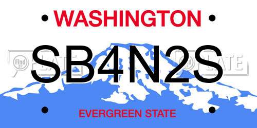SB4N2S Washington License Plate