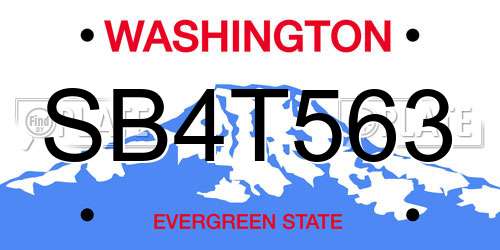 SB4T563 Washington License Plate