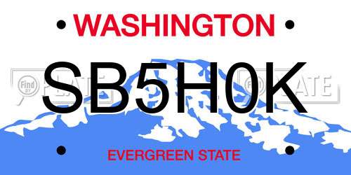 SB5H0K Washington License Plate