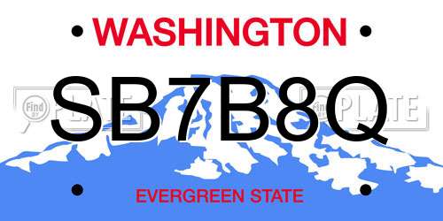 SB7B8Q Washington License Plate