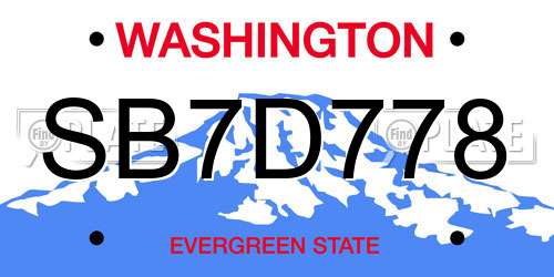SB7D778 Washington License Plate