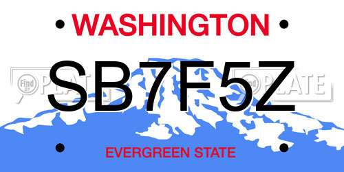 SB7F5Z Washington License Plate