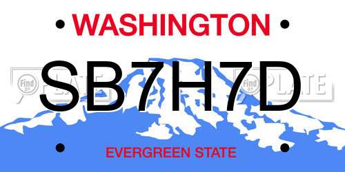 SB7H7D Washington License Plate