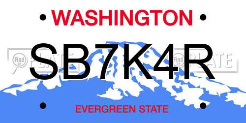 SB7K4R Washington License Plate