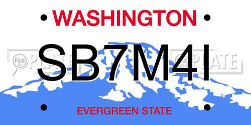 SB7M4I Washington License Plate