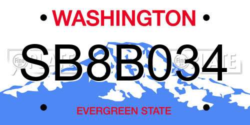 SB8B034 Washington License Plate