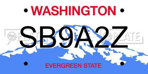 SB9A2Z Washington License Plate