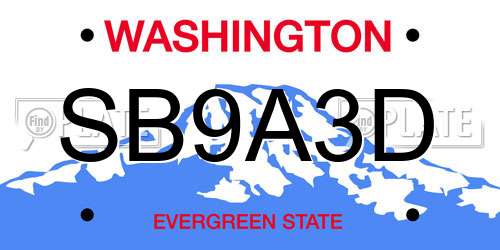 SB9A3D Washington License Plate