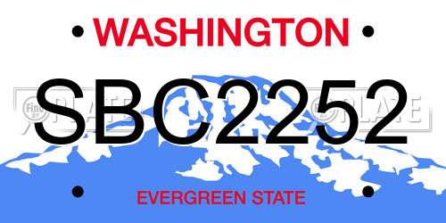 SBC2252 Washington License Plate