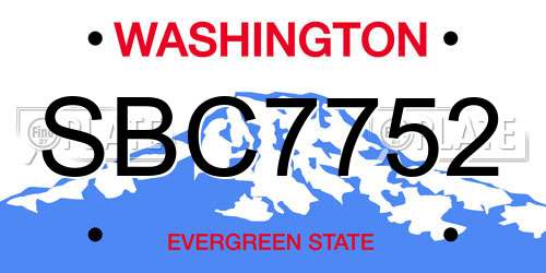 SBC7752 Washington License Plate