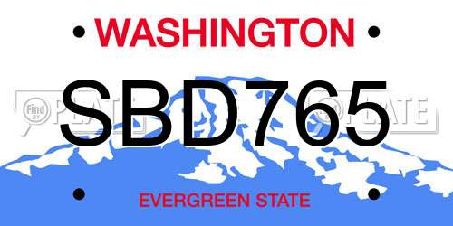 SBD765 Washington License Plate