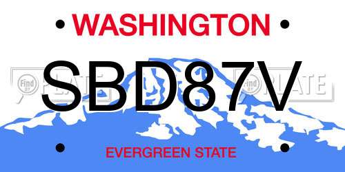 SBD87V Washington License Plate