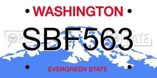 SBF563 Washington License Plate