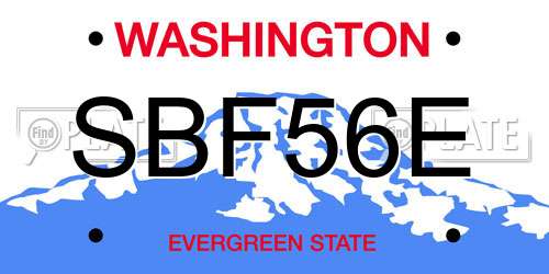 SBF56E Washington License Plate